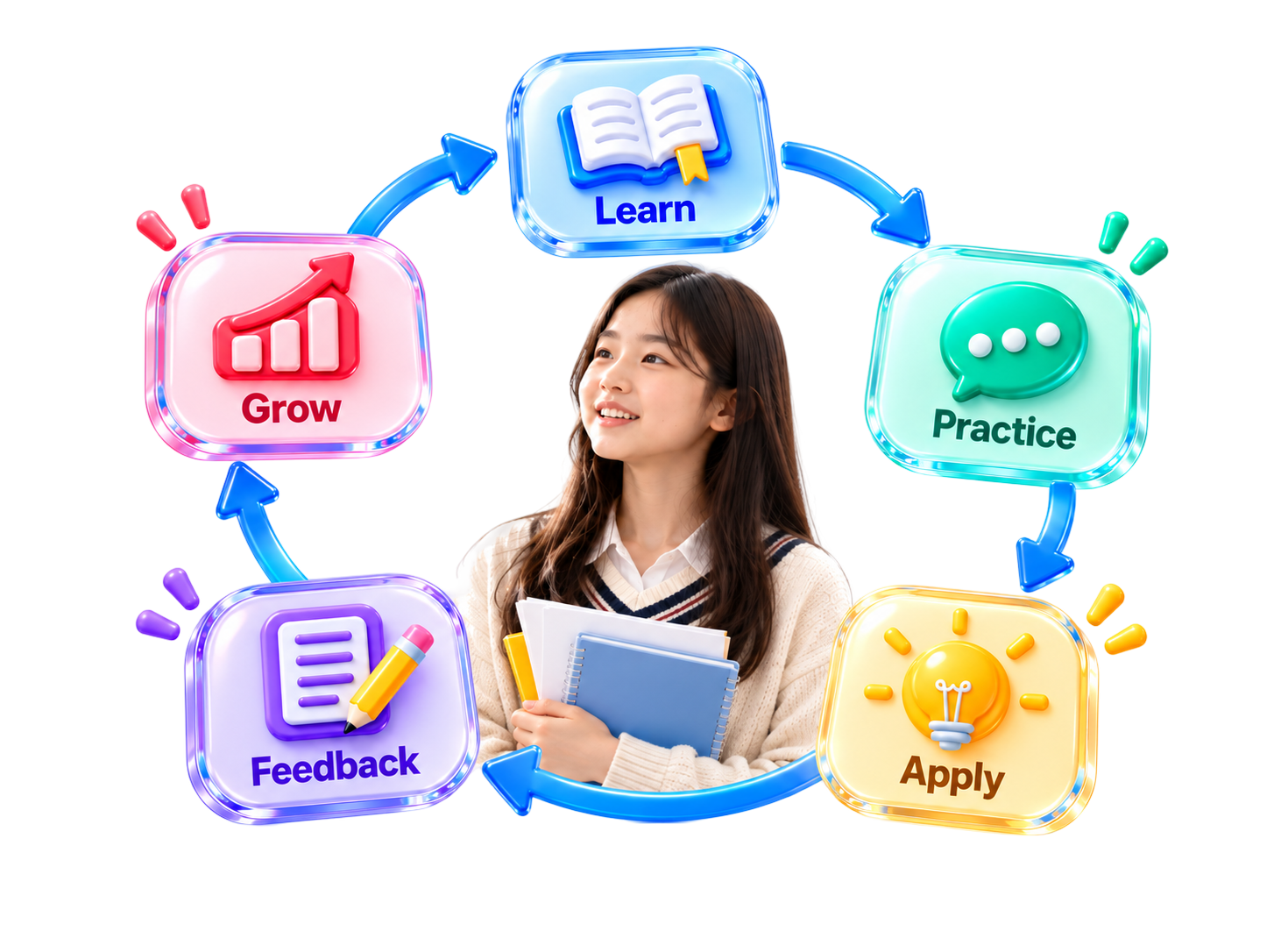 Learn, Practice, Apply, Feedback, Grow의 학습 순환